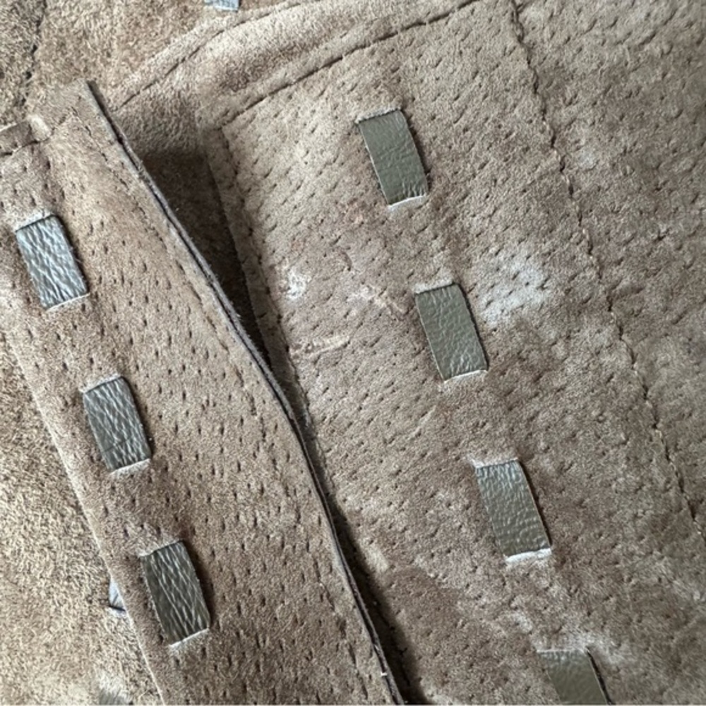 Bradley Bayou Medium Camel/Caramel Brown‎ Suede Leather Coat Cotton Lacing - Picture 6 of 10